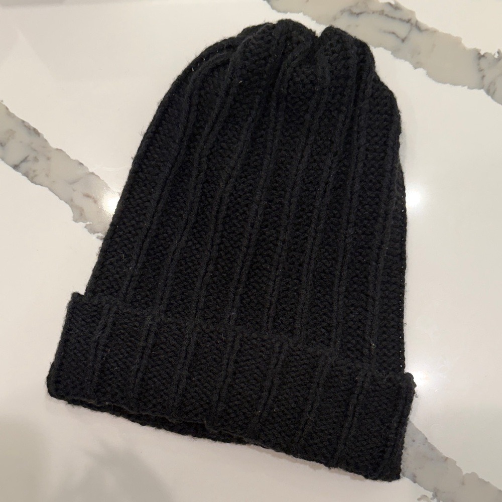 Black Slouchy Knit Beanie Minimalist Grunge Streetwear Cozy Winter